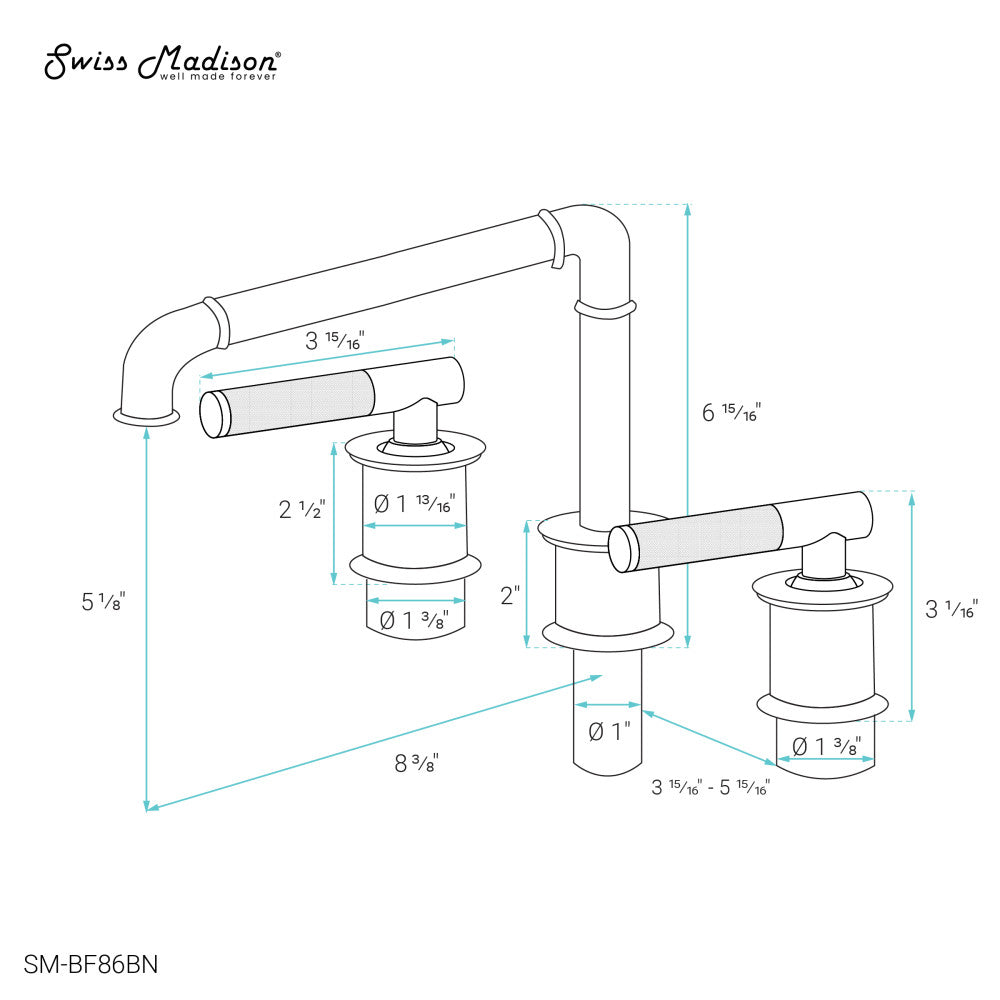 Avallon 8 in. Widespread, Sleek Handle, Bathroom Faucet in Brushed Nickel