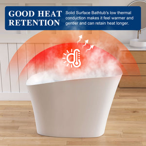 New England Home Goods Dhaulagiri 51" Freestanding Tub in White - Stone Resin Solid Surface