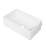 PoshHaus 33" Single Basin Fireclay Farmhouse Kitchen Sink in Glossy White