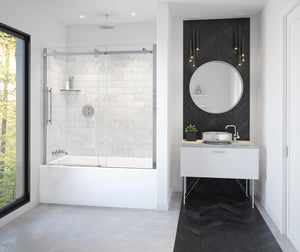 MAAX 138480-900-084-000 Vela 56 ½-59 x 59 in. 8 mm Sliding Tub Door for Alcove Installation with Clear glass in Chrome