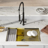 Tourner 30 x 19 Stainless Steel, Single Basin, Undermount Kitchen Workstation Sink in Gold
