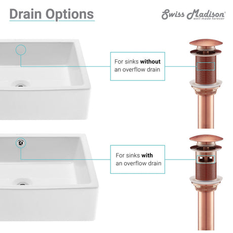 Residential Pop Up Sink Drain 1.75 in Rose Gold