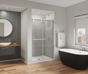 MAAX 136956-810-280-000 Duel Alto 44-47 X 78 in. 8mm Bypass Shower Door for Alcove Installation with GlassShield® glass in Chrome & Matte White