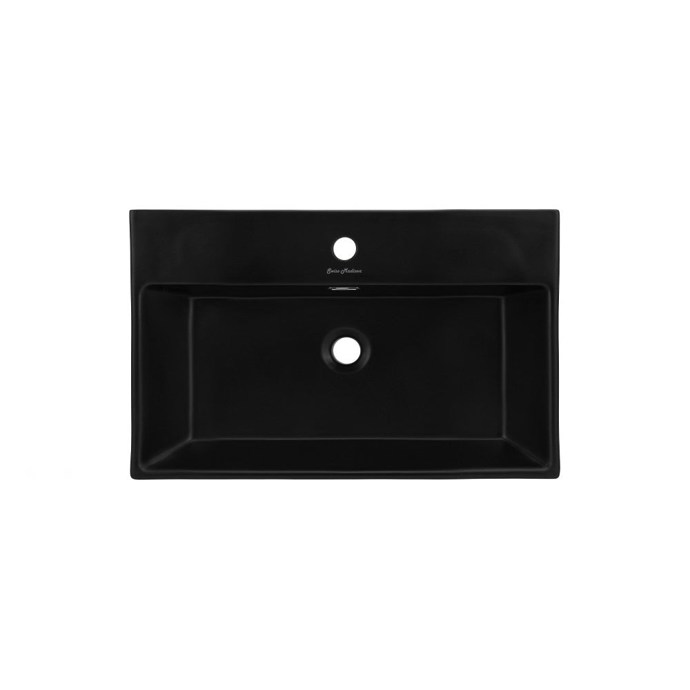 Claire 24 Ceramic Console Sink Matte Black Basin Chrome Legs