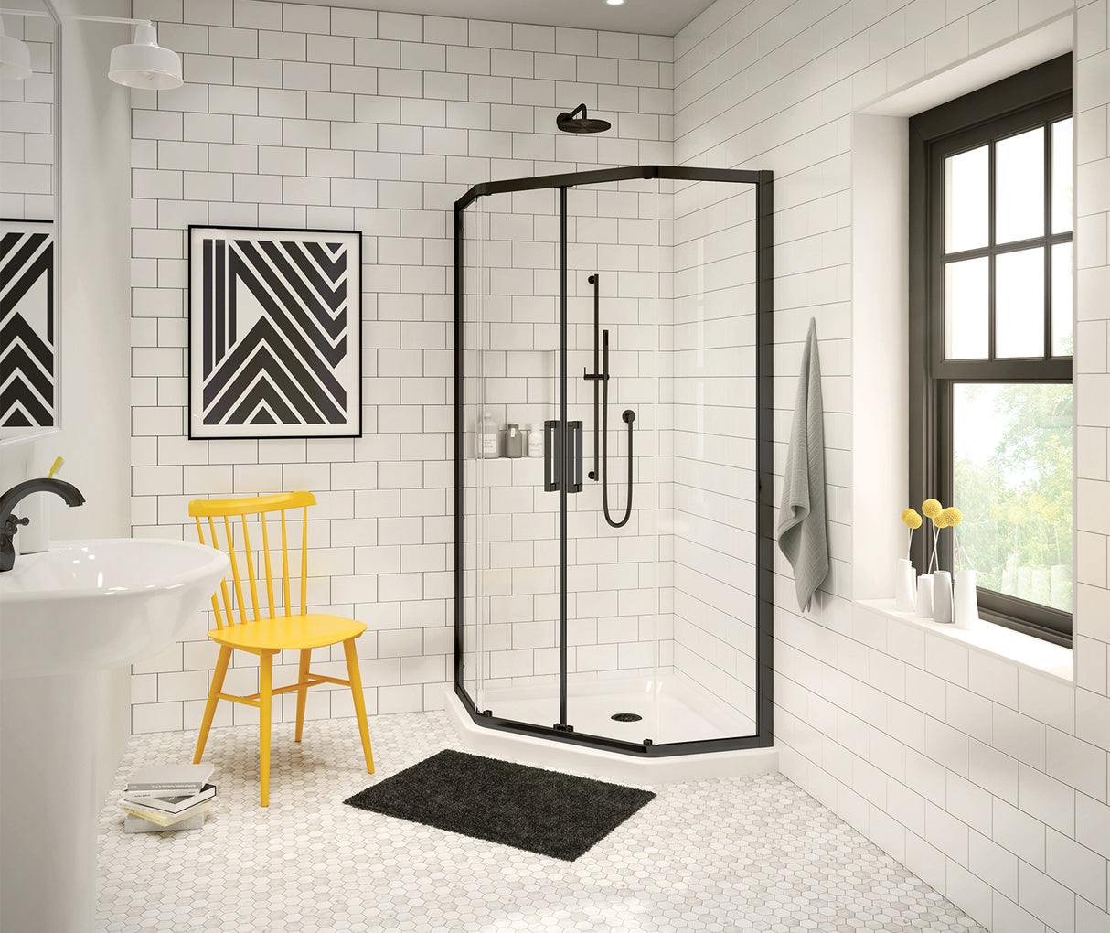 MAAX 137440-900-340-000 Radia Neo-angle 36 x 36 x 71 ½ in. 6 mm Sliding Shower Door for Corner Installation with Clear glass in Matte Black