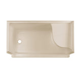 Aquatique 60 X 32 Single Threshold Shower Base With Left Hand Drain and Integral Right Hand Seat in Biscuit