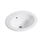 DAX Ceramic Single Bowl Top Mount Bathroom Basin, White BSN-209-W