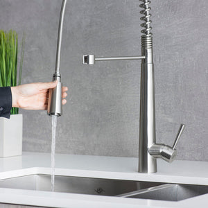 DAX Stainless Steel Single Handle Pull Down Kitchen Faucet, Brushed Stainless Steel DAX-001-03