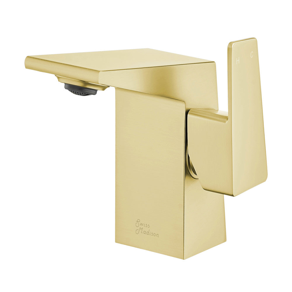 Carre Single Hole, Single-Handle, Bathroom Faucet in Brushed Gold