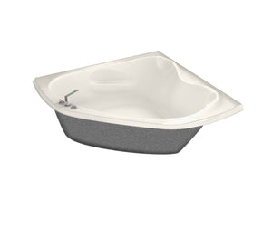 MAAX 105679-108-007 Murmur 6060 Acrylic Corner Center Drain Aerosens Bathtub in Biscuit
