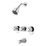 3-Handle Tub & Shower Faucet with Metal Knob Handles