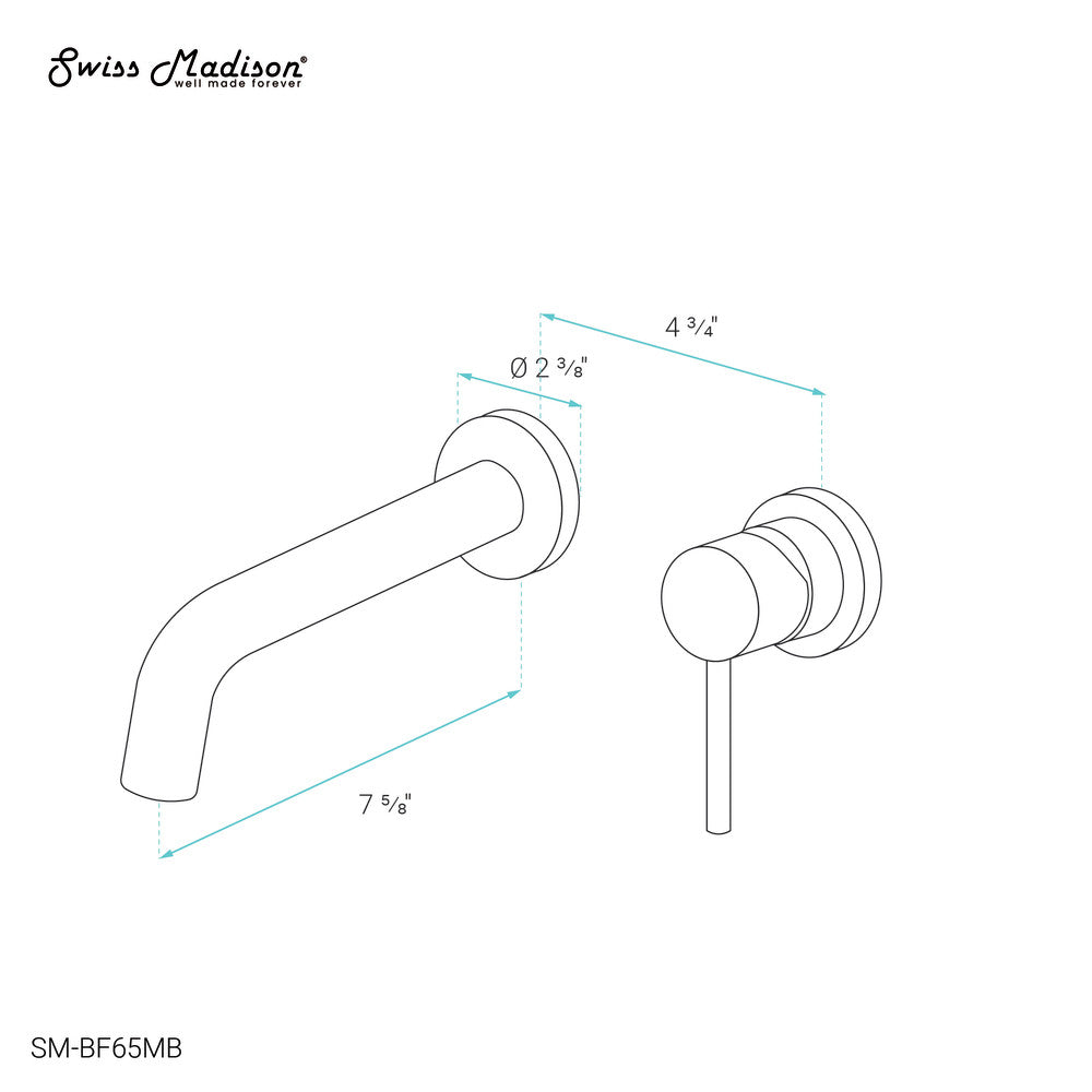 Ivy Single-Handle, Wall-Mount, Bathroom Faucet in Matte Black