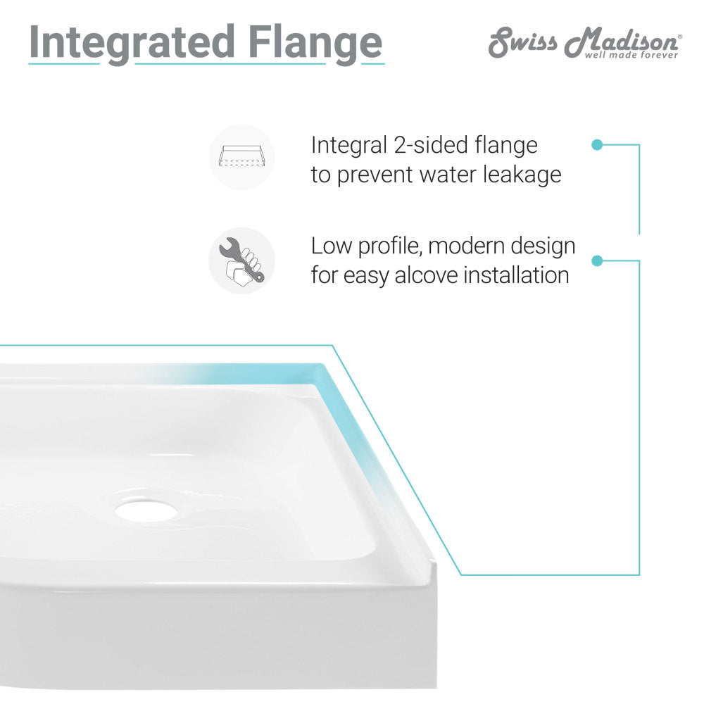 Voltaire 32 x 32 Acrylic White, Single-Threshold, Center Drain, Neo-angle Shower Base