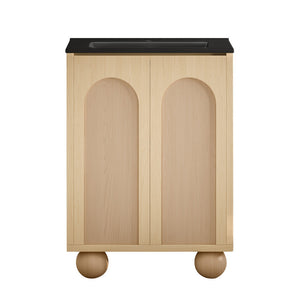 Plaisir II 24" Freestanding Bathroom Vanity in Natural Oak with Black Sink Top