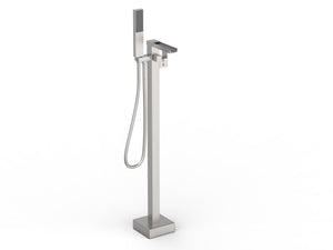 DAX Brass Freestanding Tub Filler with Hand Shower and Waterfall Spout, Chrome DAX-8853-CR
