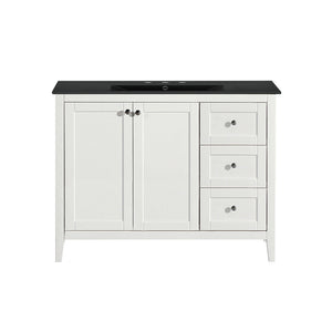 Cannes 48 in. White Bathroom Vanity With Black, 3-Hole Ceramic Sink Top