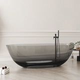 New England Home Goods 71" Freestanding Soaking Bahtutb Solid Surface Stone Resin Soaking Bathtub- Gray