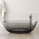 New England Home Goods 71" Freestanding Soaking Bahtutb Solid Surface Stone Resin Soaking Bathtub- Gray