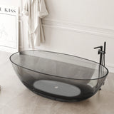 New England Home Goods 71" Freestanding Soaking Bahtutb Solid Surface Stone Resin Soaking Bathtub- Gray
