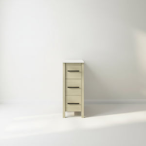 New England Home Goods Palm 12" Single Sink Vanity in White - Engineered Wood; Stone Top