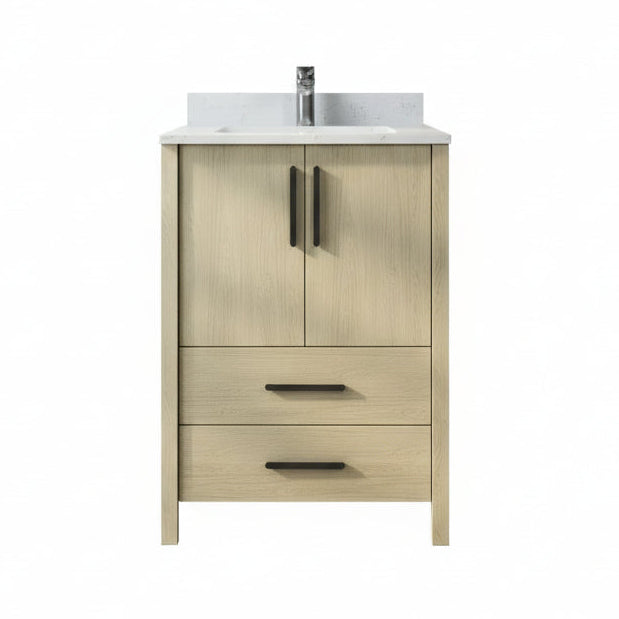 New England Home Goods Haleakala 24" Single Sink Vanity in White - Engineered Wood; Stone Top