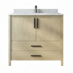 New England Home Goods Hilton 36" Single Sink Vanity in White - Engineered Wood; Stone Top