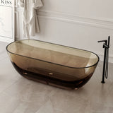 New England Home Goods Anse 69" Freestanding Tub in Gray - Stone Resin Solid Surface