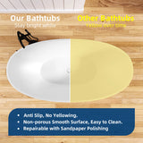 New England Home Goods 71" Classic Large Capacity Solid Surface Stone Resin Freestanding Soaking Bahtutb