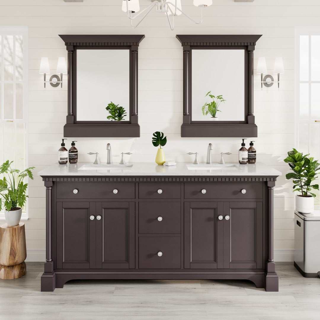Eviva Preston 36" x 29" Rectangular Aged Chocolate Solid Wood Framed Mirror