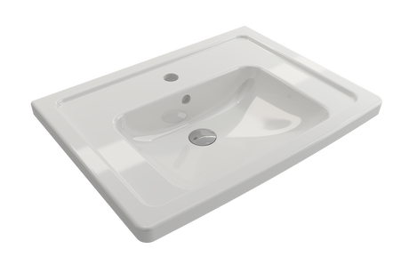 BOCCHI 1007-001-0126 Taormina Wall-Mounted Sink Basin Fireclay 26.25 in. 1-Hole with Overflow in White