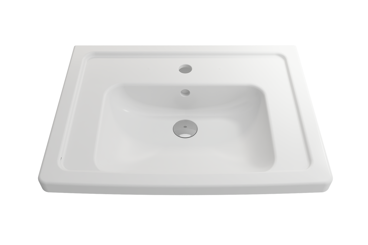 BOCCHI 1007-002-0126 Taormina Wall-Mounted Sink Basin Fireclay 26.25 in. 1-Hole with Overflow in Matte White