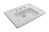 BOCCHI 1007-002-0127 Taormina Wall-Mounted Sink Basin Fireclay 26.25 in. 3-Hole with Overflow in Matte White
