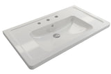 BOCCHI 1008-001-0127 Taormina Wall-Mounted Sink Basin Fireclay 33.75 in. 3-Hole with Overflow in White