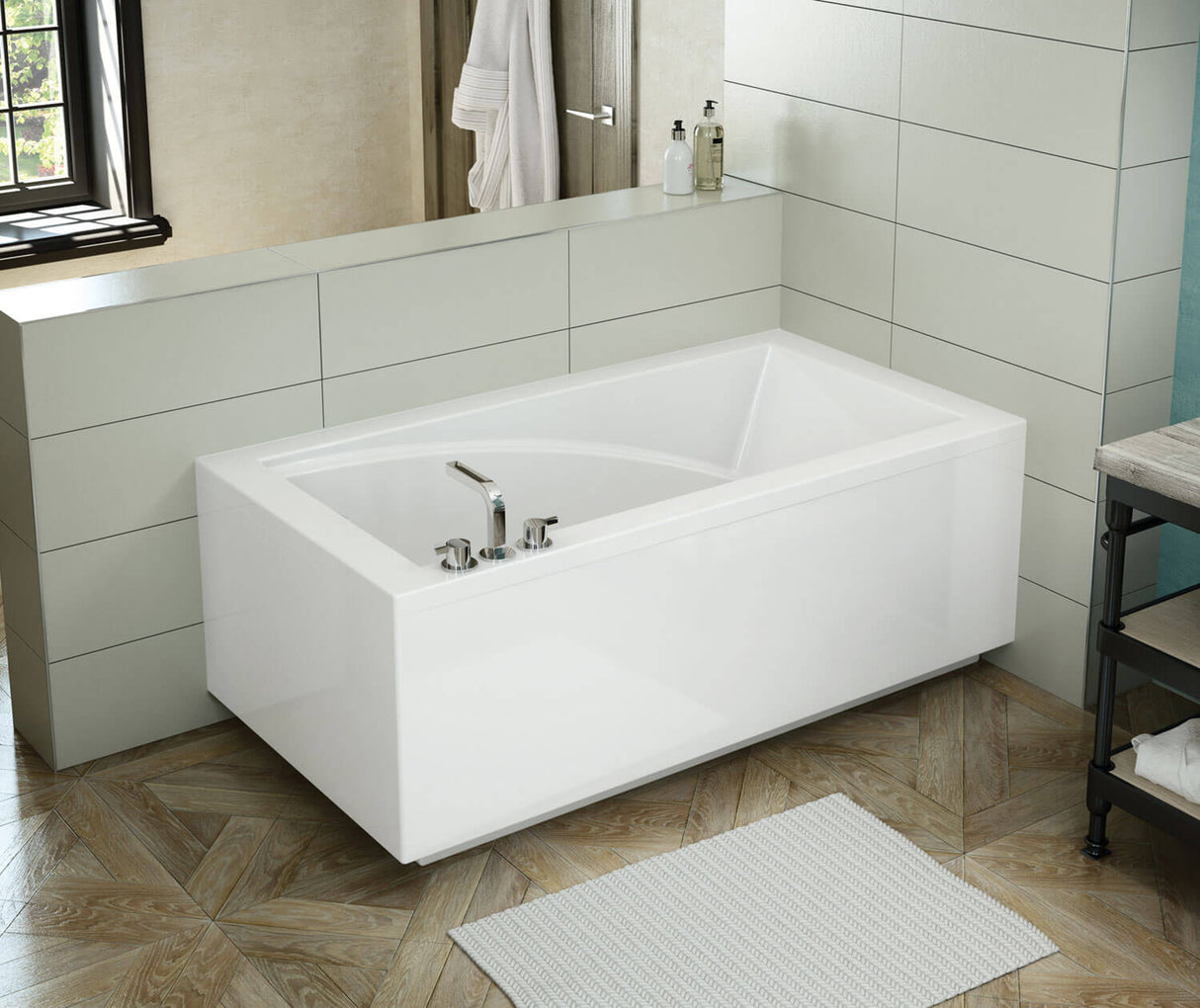 MAAX 410007-000-001-100 ModulR 6032 (With Armrests) Acrylic Corner Right Left-Hand Drain Bathtub in White