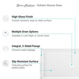 Voltaire 60 x 36 Acrylic White, Single-Threshold, Left-Hand Drain, Shower Base