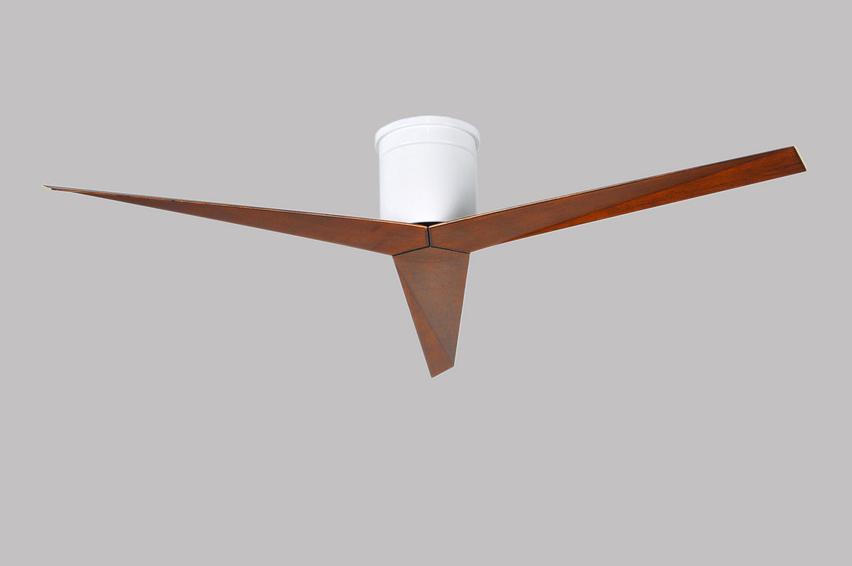 Matthews Fan EKH-WH-WN Eliza-H 3-blade ceiling mount paddle fan in Gloss White finish with walnut ABS blades.