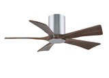 Matthews Fan IR5HLK-CR-WA-42 IR5HLK five-blade flush mount paddle fan in Polished Chrome finish with 42” solid walnut tone blades and integrated LED light kit.