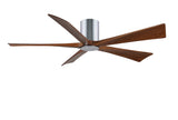 Matthews Fan IR5HLK-CR-WA-60 IR5HLK five-blade flush mount paddle fan in Polished Chrome finish with 60” solid walnut tone blades and integrated LED light kit.