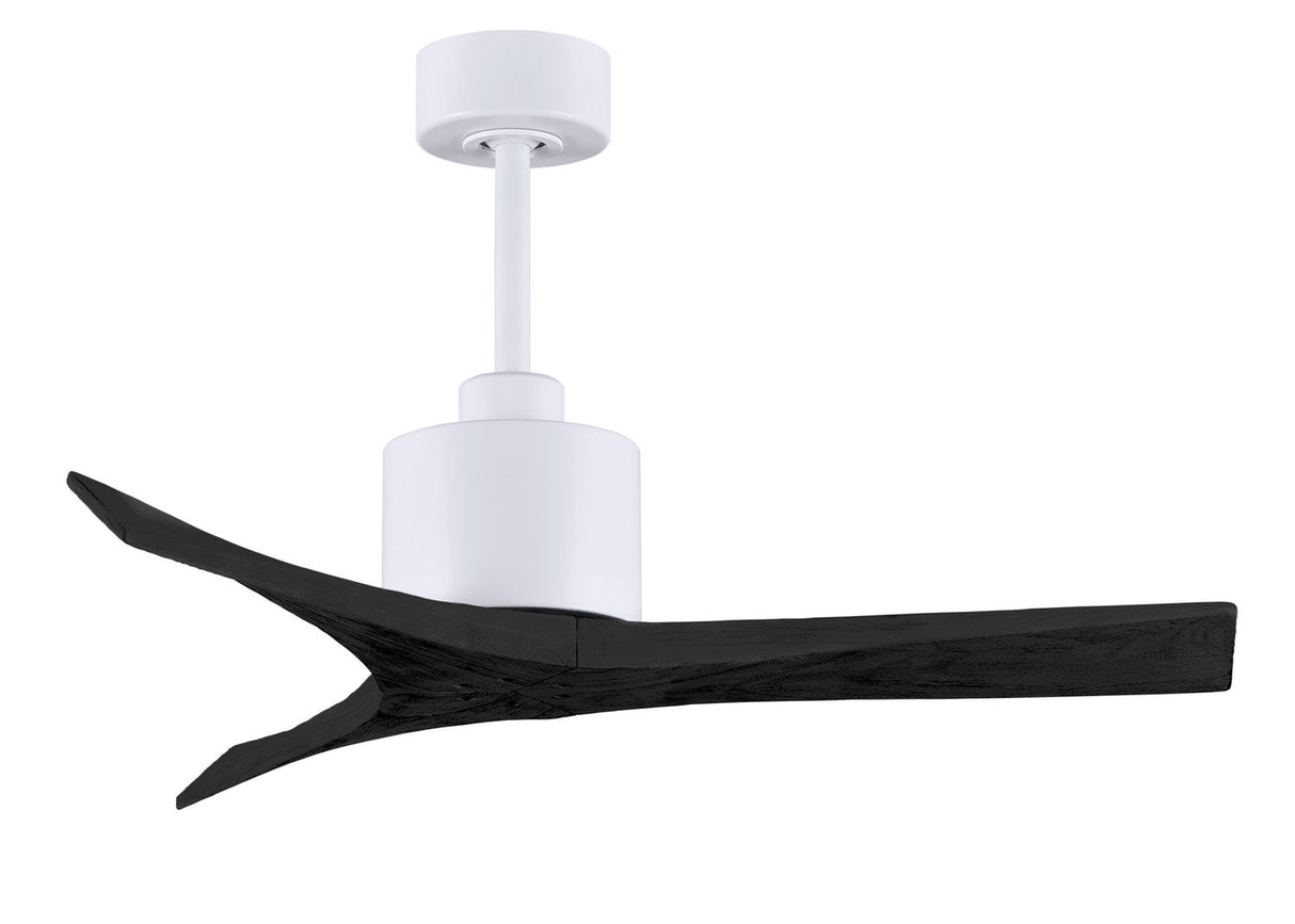 Matthews Fan MW-MWH-BK-42 Mollywood 6-speed contemporary ceiling fan in Matte White finish with 42” solid matte black wood blades