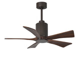 Matthews Fan PA5-TB-WA-42 Patricia-5 five-blade ceiling fan in Textured Bronze finish with 42” solid walnut tone blades and dimmable LED light kit 