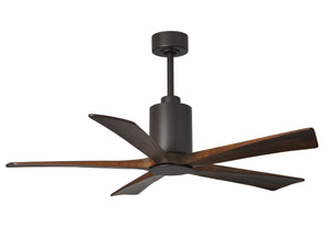 Matthews Fan PA5-TB-WA-52 Patricia-5 five-blade ceiling fan in Textured Bronze finish with 52” solid walnut tone blades and dimmable LED light kit