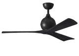 Matthews Fan IR3-BK-BK-52 Irene-3 three-blade paddle fan in Matte Black finish with 52" solid matte black wood blades.