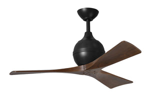 Matthews Fan IR3-BK-WA-42 Irene-3 three-blade paddle fan in Matte Black finish with 42" solid walnut tone blades.