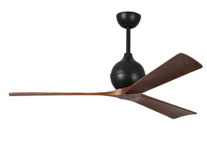 Matthews Fan IR3-BK-WA-60 Irene-3 three-blade paddle fan in Matte Black finish with 60" solid walnut tone blades.