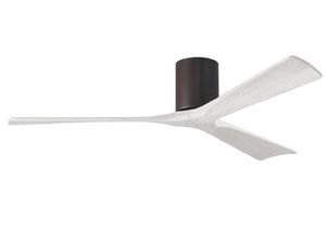 Matthews Fan IR3H-TB-MWH-60 Irene-3H three-blade flush mount paddle fan in Textured Bronze finish with 60” solid matte white wood blades. 