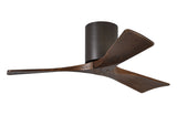 Matthews Fan IR3H-TB-WA-42 Irene-3H three-blade flush mount paddle fan in Textured Bronze finish with 42” solid walnut tone blades. 