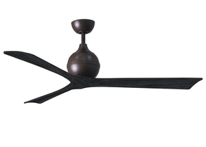 Matthews Fan IR3-TB-BK-60 Irene-3 three-blade paddle fan in Textured Bronze finish with 60" solid matte black wood blades.