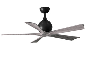 Matthews Fan IR5-BK-BW-52 Irene-5 five-blade paddle fan in Matte Black finish with 52" solid barn wood tone blades.