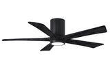 Matthews Fan IR5HLK-BK-BK-52 IR5HLK five-blade flush mount paddle fan in Matte Black finish with 52” solid matte black wood blades and integrated LED light kit.