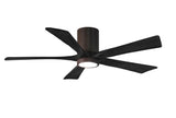 Matthews Fan IR5HLK-TB-BK-52 IR5HLK five-blade flush mount paddle fan in Textured Bronze finish with 52” solid matte black wood blades and integrated LED light kit.